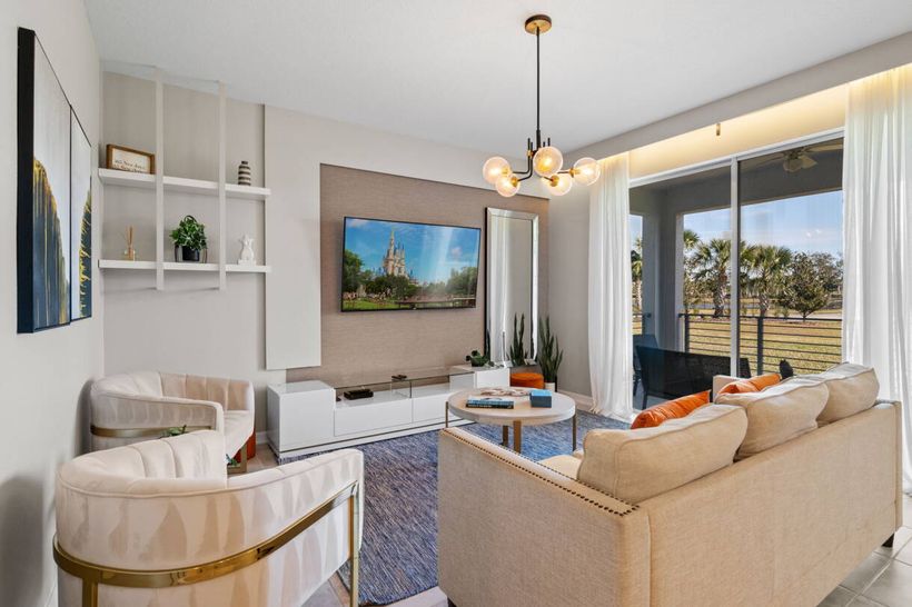 Sala de estar de casa em Storey Lake Resort, Orlando